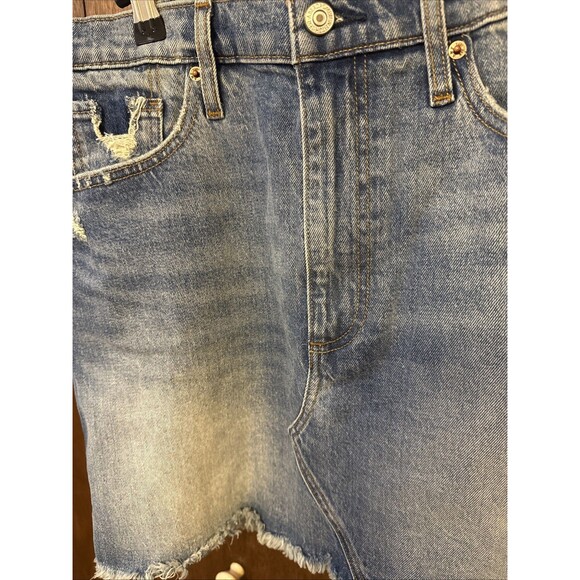 Abercrombie and Fitch Mini Denim Skirt 10/Medium Wash Distressed Y2k Grunge Rave - Picture 2 of 5
